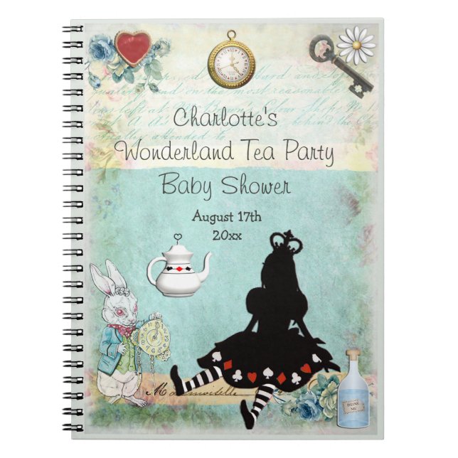 Cuaderno Princesa Alicia en el Guestbook de Baby Shower del (Frente)