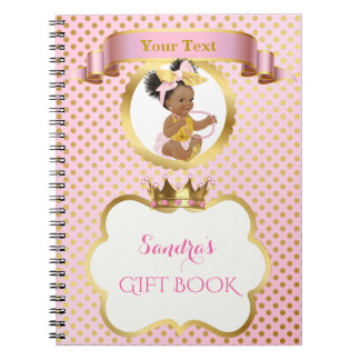 Cuaderno Princesa Bebé Niña Gran Lazo Rosa Dorado Regalo In