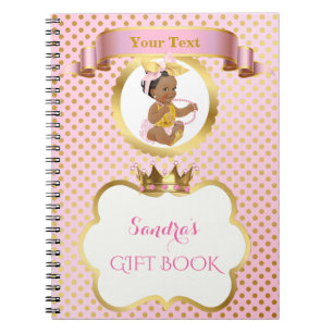 Cuaderno Princesa Bebé Niña Gran Lazo Rosa Dorado Regalo In