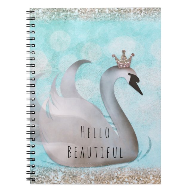 Cuaderno Princesa Cisne Brillo Dorado Falso Chic Cuento de  (Frente)