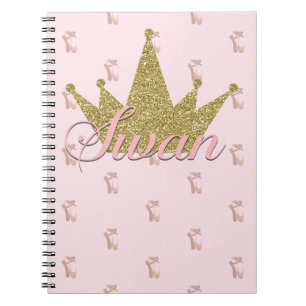 Cuaderno Princesa Cisne Corona Brillo Dorado Glam