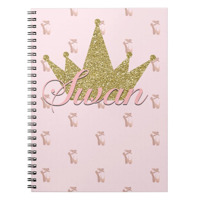 Cuaderno Princesa Cisne Corona Brillo Dorado Glam (Frente)