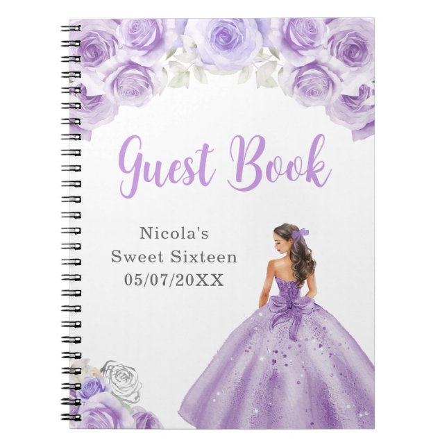 Cuaderno Princesa con un duro vestido púrpura dulce 16 libr (Frente)