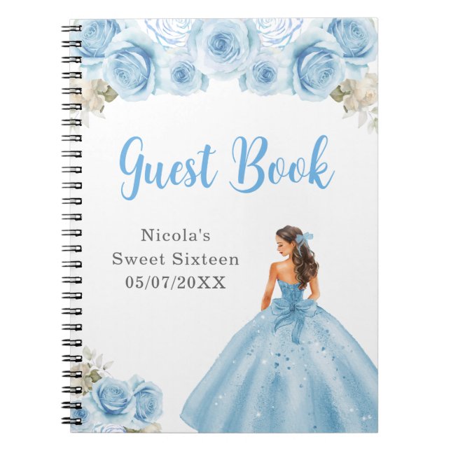 Cuaderno Princesa con vestido azul dulce dieciséis libro de (Frente)