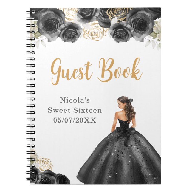 Cuaderno Princesa con vestido negro Dieciséis libros de inv (Frente)