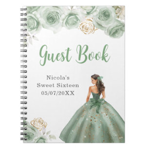 Cuaderno Princesa con vestido verde dulce dieciséis libro d