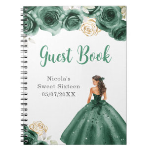Cuaderno Princesa con vestido verde oscuro dulce 16 libro d