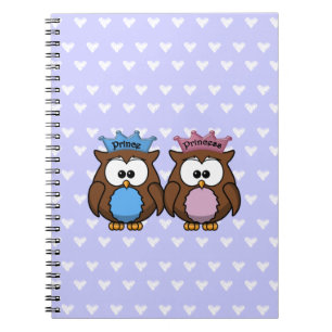 Cuaderno princesa de búho gemelo y príncipe