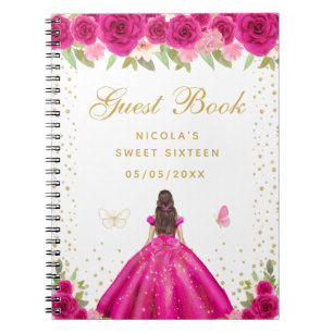 Cuaderno Princesa de cabello castaño rosa caliente Sweet Si