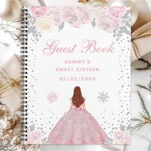 Cuaderno Princesa de cabello marrón en invierno rosa Dulces