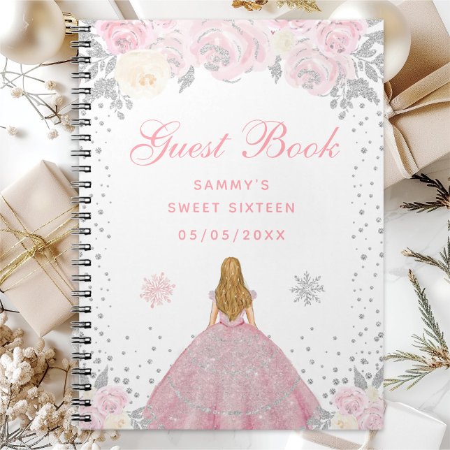 Cuaderno Princesa de cabello rubia de invierno rosa Diecisé (Subido por el creador)