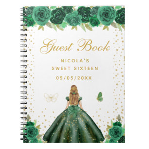 Cuaderno Princesa de Cabello Rubio Floral Verde Dulces Diec
