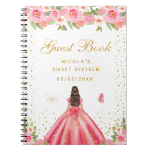 Cuaderno Princesa de Cumpleaños Dieciséis con Cabello Casta