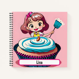 Cuaderno Princesa de Cupcake Rosa, Con Etiqueta Personaliza