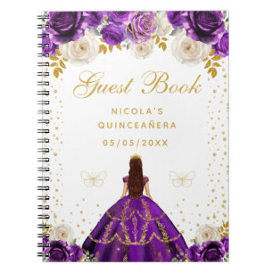 Cuaderno Princesa de Floral Púrpura Quinceañera