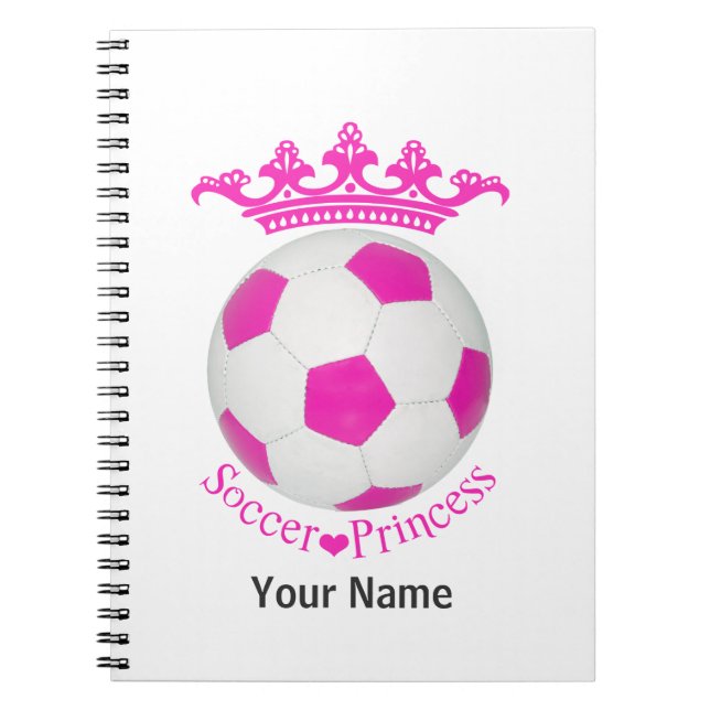 Cuaderno Princesa de fútbol, bola de fútbol rosa (Frente)