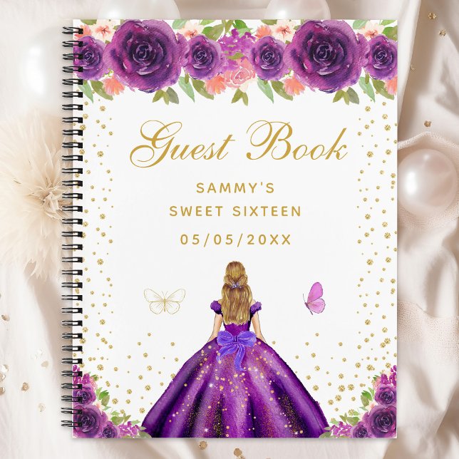 Cuaderno Princesa de pelo morado floral morado dulce diecis (Subido por el creador)