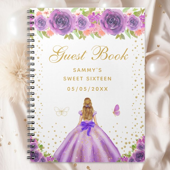 Cuaderno Princesa de pelo morado floral morado dulce diecis (Subido por el creador)