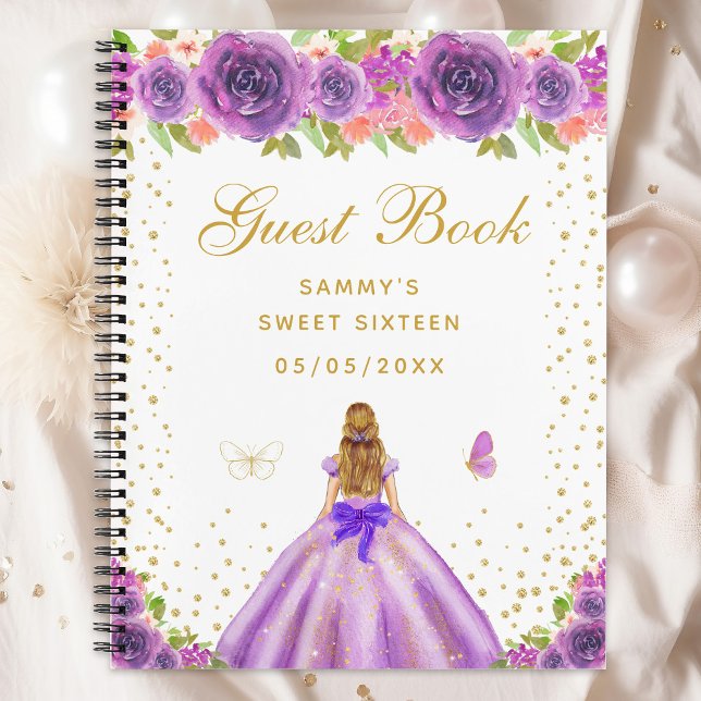 Cuaderno Princesa de pelo morado floral morado dulce diecis (Subido por el creador)