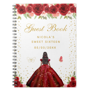 Cuaderno Princesa de piel oscura y flores rojas Sweet Sixte