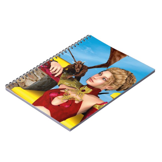 Cuaderno Princesa Dragón Fantasía Arte Digital (Lado Izquierdo)