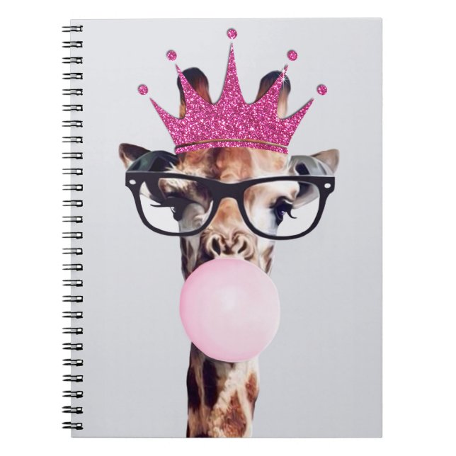Cuaderno Princesa Giraffe ondeando chicle rosa (Frente)