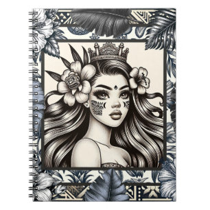 Cuaderno Princesa Polinesia Floral Tribal Azul