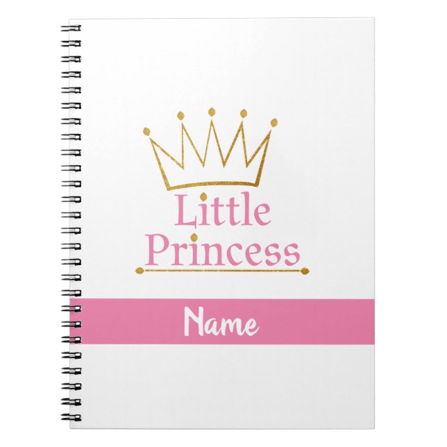 Cuaderno Princesa Rosa y Oro Personalizada (Frente)