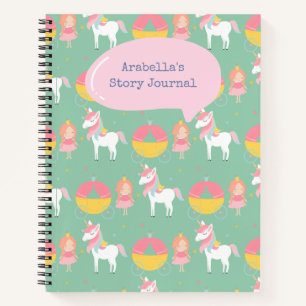 Cuaderno Princesa Verde Chica Unicornio escribe y dibuja hi