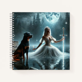 Cuaderno Princesa y Rottweiler iluminados por luna - Portát