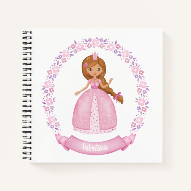 Cuaderno Princesas florales rosadas (Anverso)