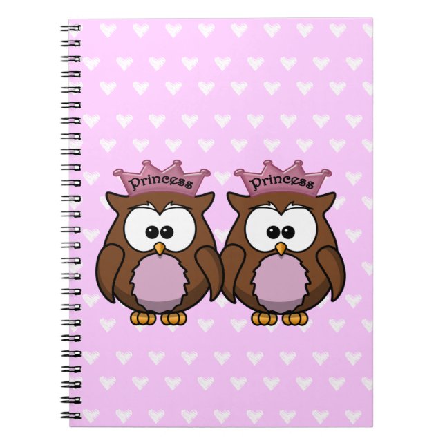 Cuaderno princesas gemelas búhos (Frente)