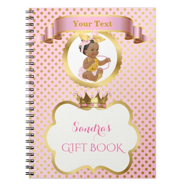Cuaderno Princess Baby Girl Big Bow Oro Rosa Invitado (Frente)