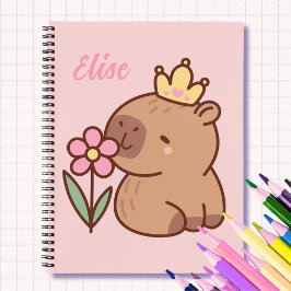 Cuaderno Princess capybara Cartoon pink girly personalized 