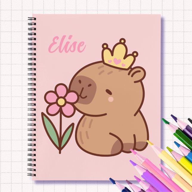 Cuaderno Princess capybara Cartoon pink girly personalized  (Subido por el creador)
