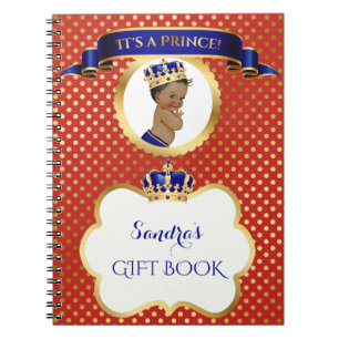Cuaderno Príncipe afroamericano azul real rojo dorado regal