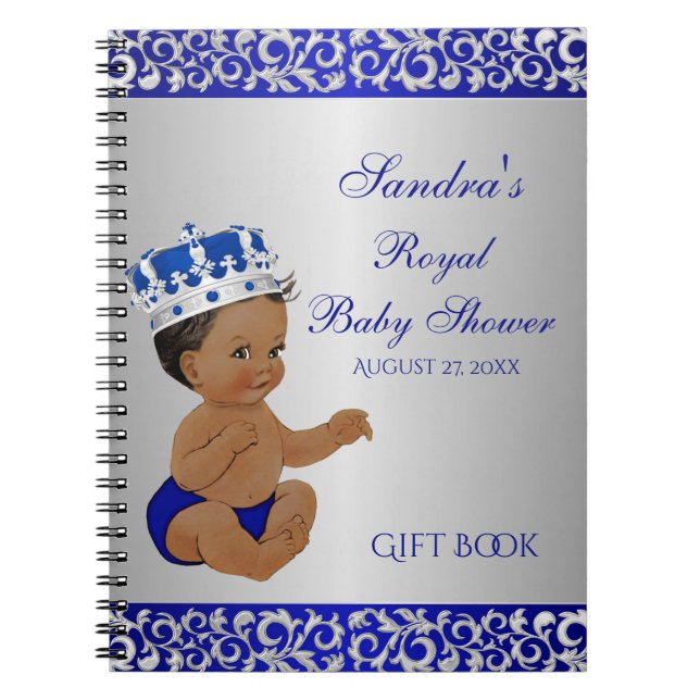 Cuaderno Príncipe afroamericano Blue Silver Gift Guest (Frente)