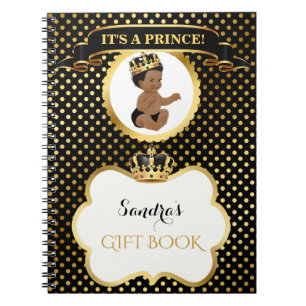 Cuaderno Príncipe afroamericano real regalo de oro negro
