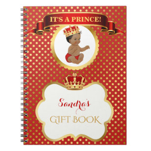 Cuaderno Príncipe afroamericano regalo rojo dorado real