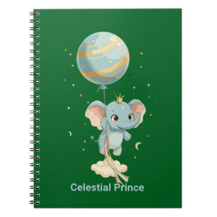 Cuaderno Príncipe Celestial Lindo Elefante Globo Estrellas