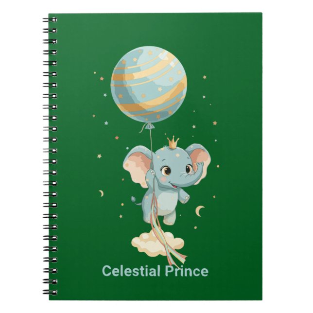 Cuaderno Príncipe Celestial Lindo Elefante Globo Estrellas  (Frente)