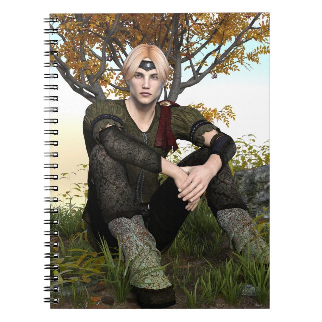 Cuaderno Príncipe del Bosque de Fantasía de Otoño Retrato (Frente)