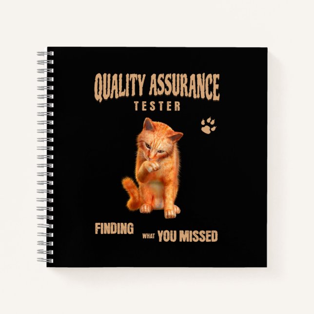 Cuaderno Probador de QA Gato Humor (Anverso)
