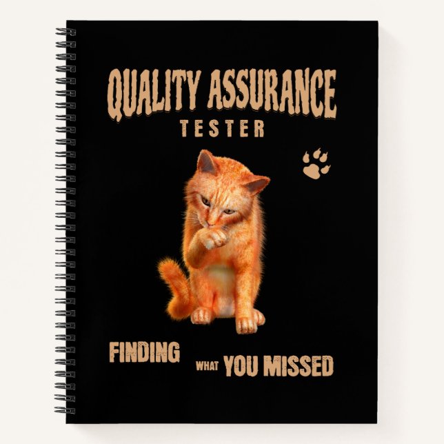 Cuaderno Probador de QA Gato Humor (Anverso)