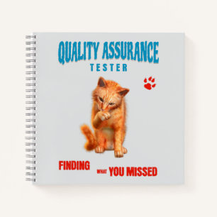 Cuaderno Probador de QA Gato Humor