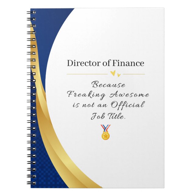 Cuaderno Profesión personalizada - Elegante oro y azul (Frente)
