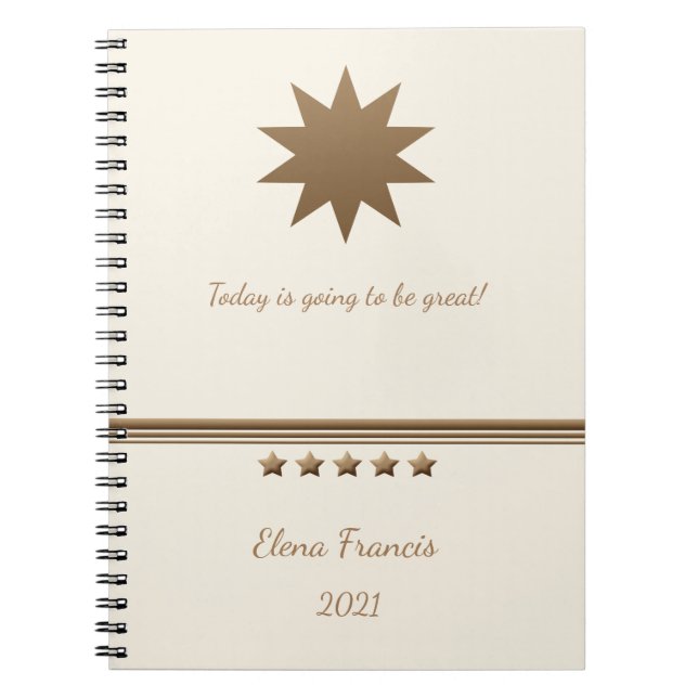 Cuaderno Profesional de crema y oro cepillado de 5 estrella (Frente)