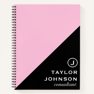 Cuaderno Profesional de monograma rosa y negro