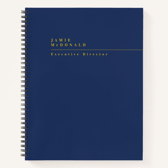 Cuaderno Profesional de negocios Navy Moderna Azul y Oro (Anverso)