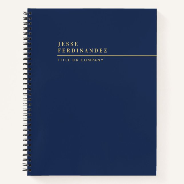 Cuaderno Profesional de negocios Navy Moderna Azul y Oro (Anverso)